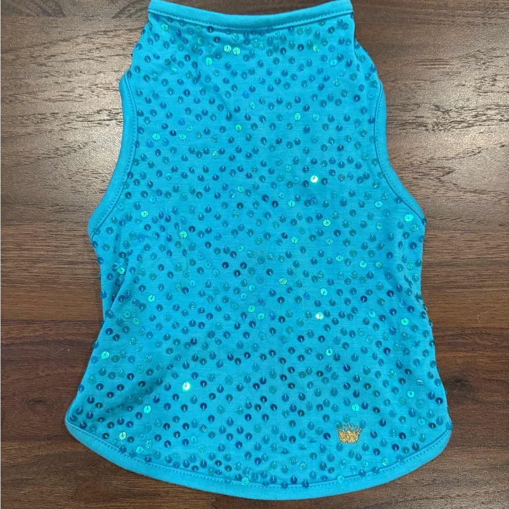 Blue Sequin Dog Tank Top
